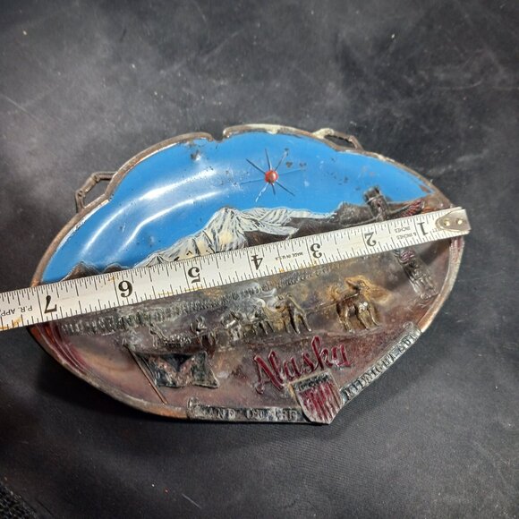 Alaska Souvenir Painted Metal Tray Totem Dogsled Land of the Midnight Sun Japan - Picture 4 of 7
